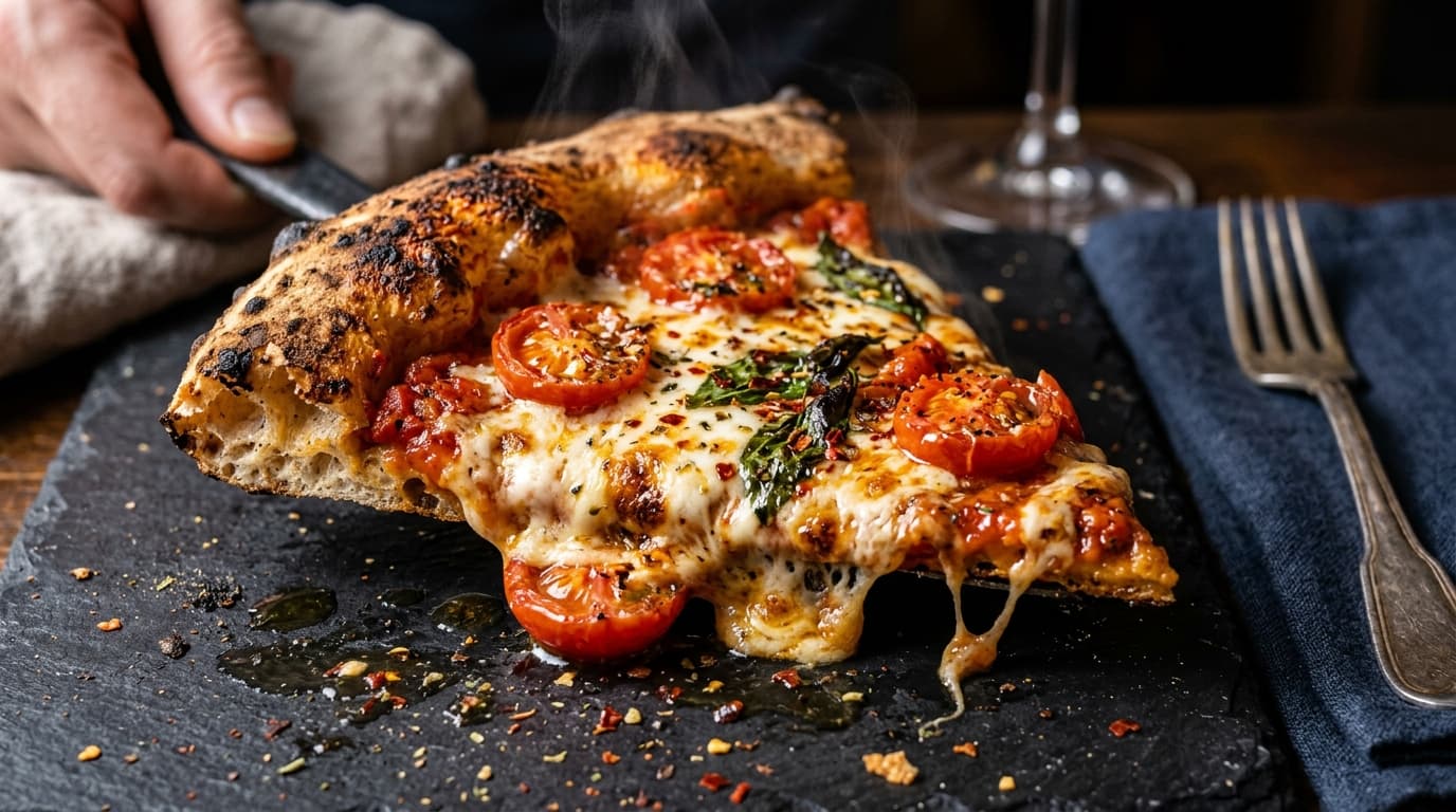 Gourmet Sourdough Pizza Wedge Close-up